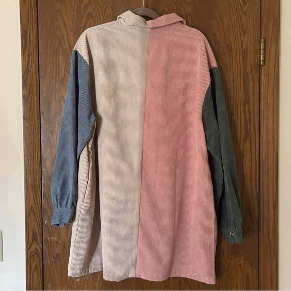 Entro Corduroy Color Block Oversized Button Down Shirt - Picture 4 of 6